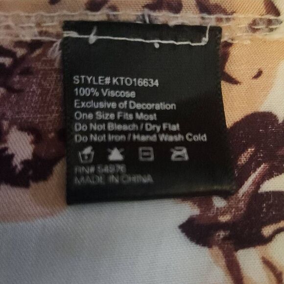 C21 Burgundy and peach floral kimono with fringe trim - Picture 8 of 15